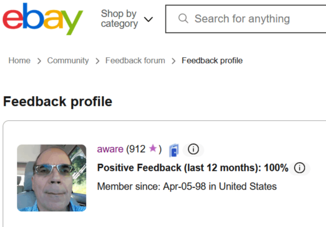 eBay 100% Feedback Profile